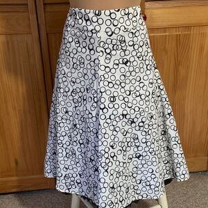 Akris Punto Size 14 Skirt Circles Geometric white with black Crinoline A-Line